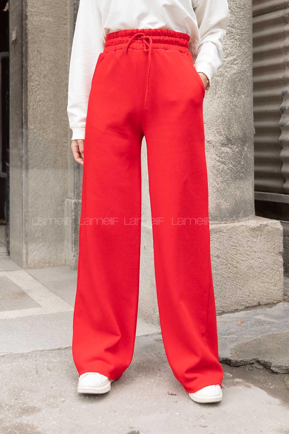 Modalamelif Bel Lastikli Bol Paça Eşofman Bordo