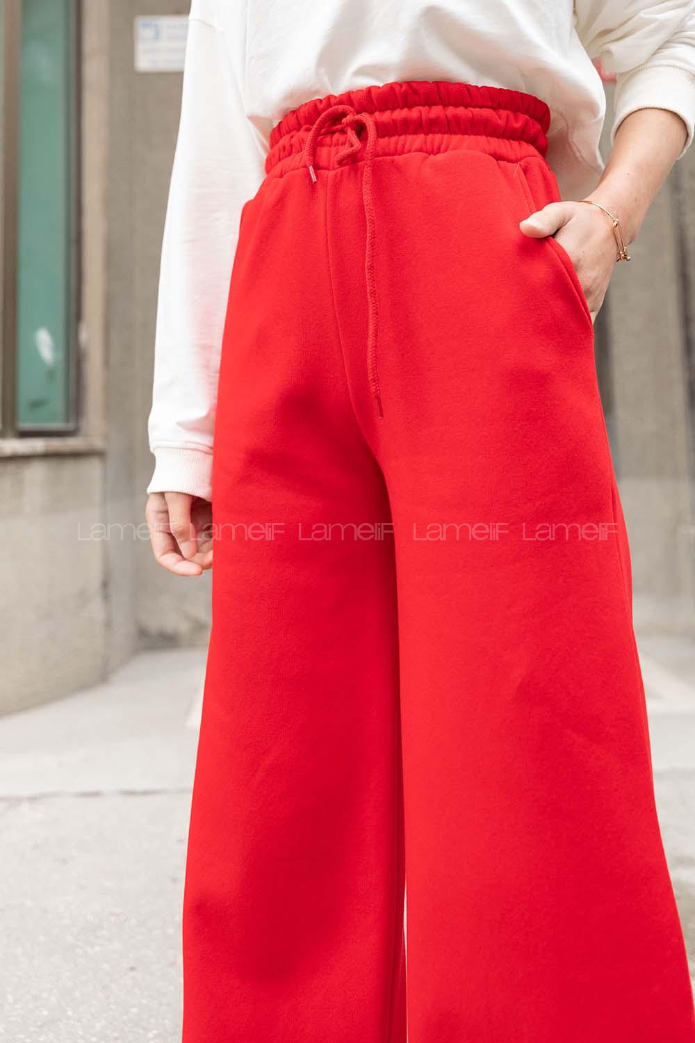 Modalamelif Bel Lastikli Bol Paça Eşofman Bordo