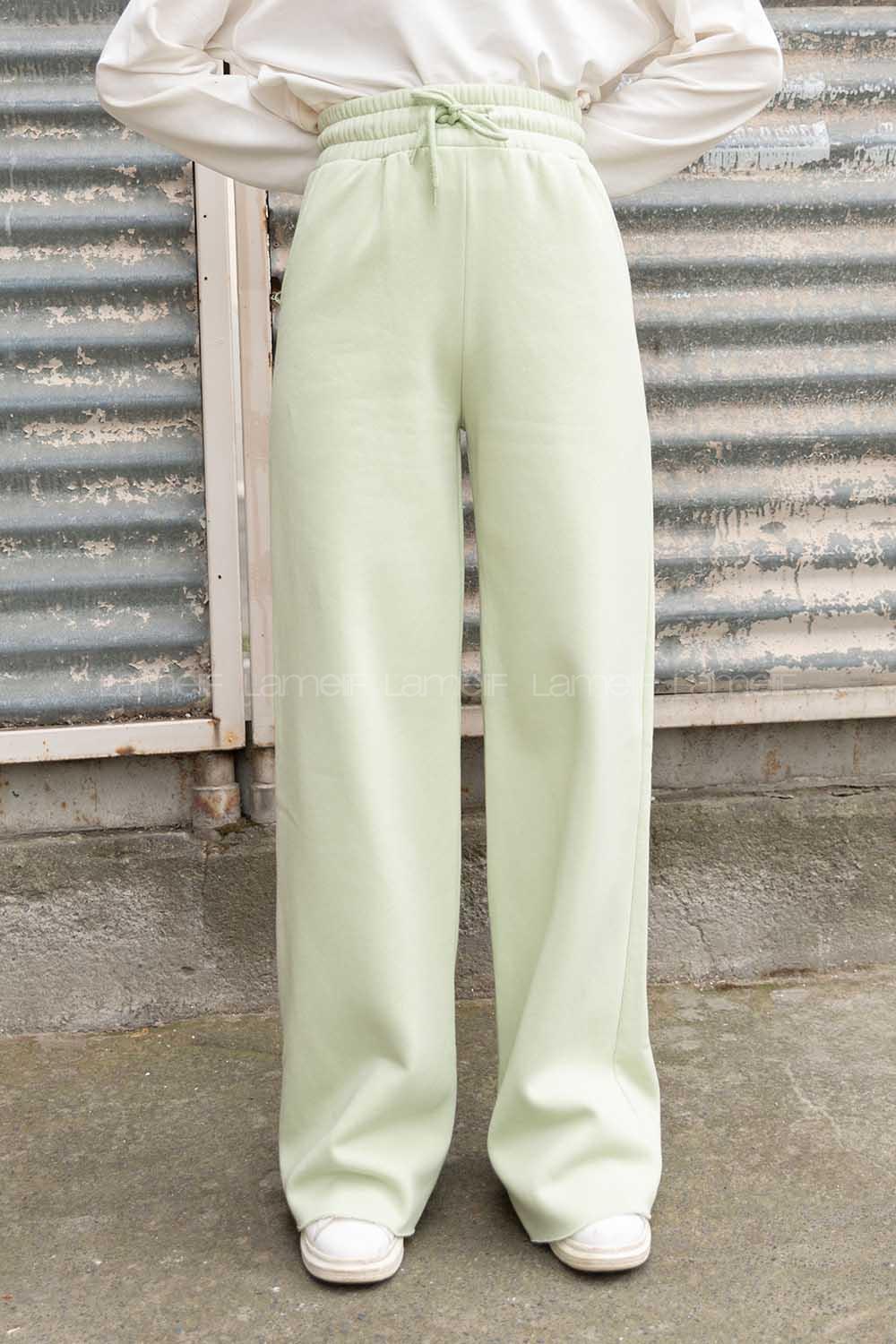 Modalamelif Bel Lastikli Bol Paça Eşofman Çağla