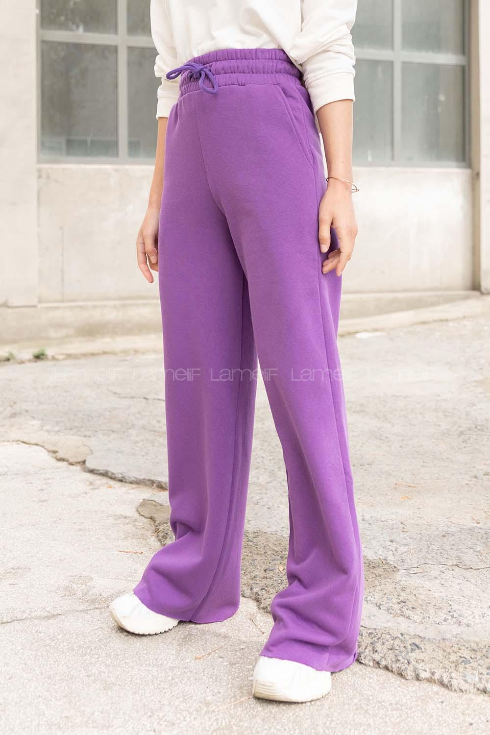 Modalamelif Bel Lastikli Bol Paça Eşofman Mor