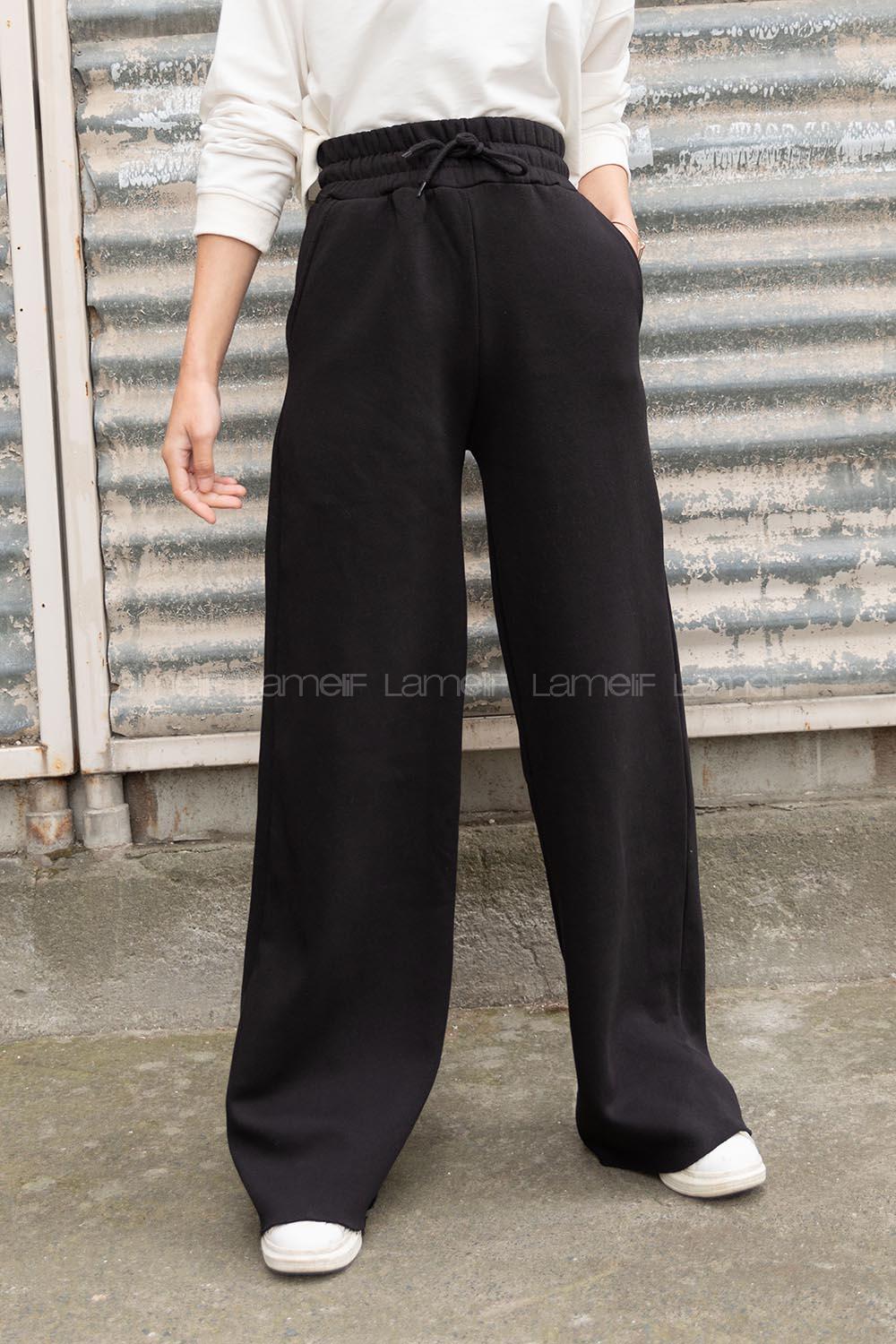 Modalamelif Bel Lastikli Bol Paça Eşofman Siyah