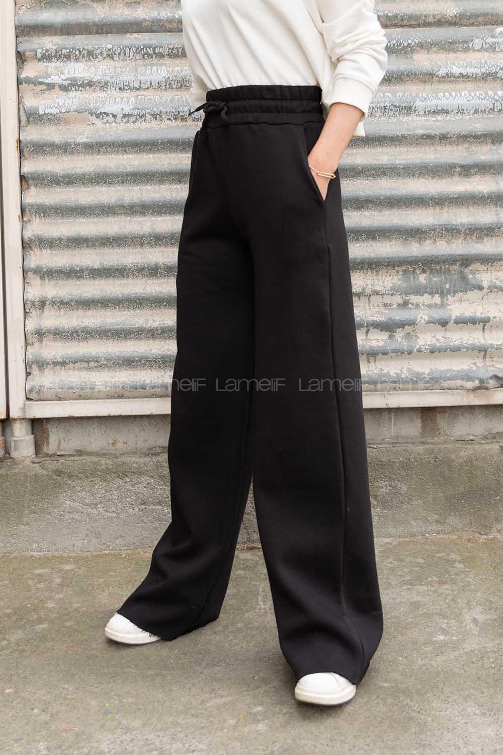 Modalamelif Bel Lastikli Bol Paça Eşofman Siyah