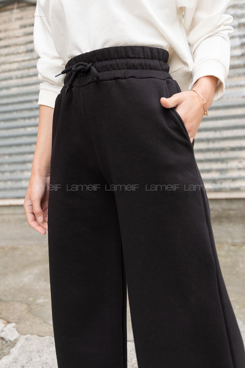 Modalamelif Bel Lastikli Bol Paça Eşofman Siyah