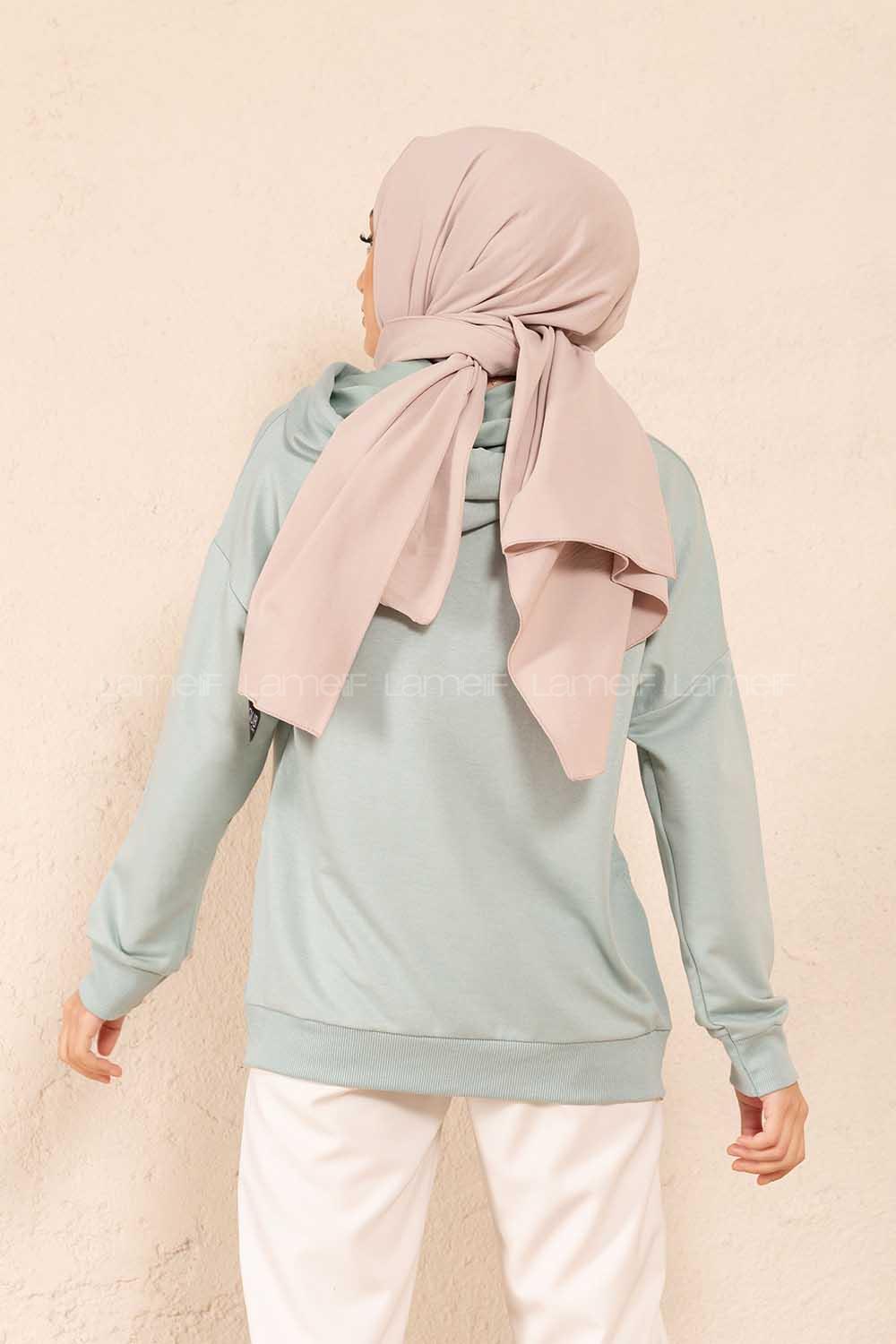 Modalamelif Fermuar Yırtmaç Detaylı Sweatshirt Mint Yeşili