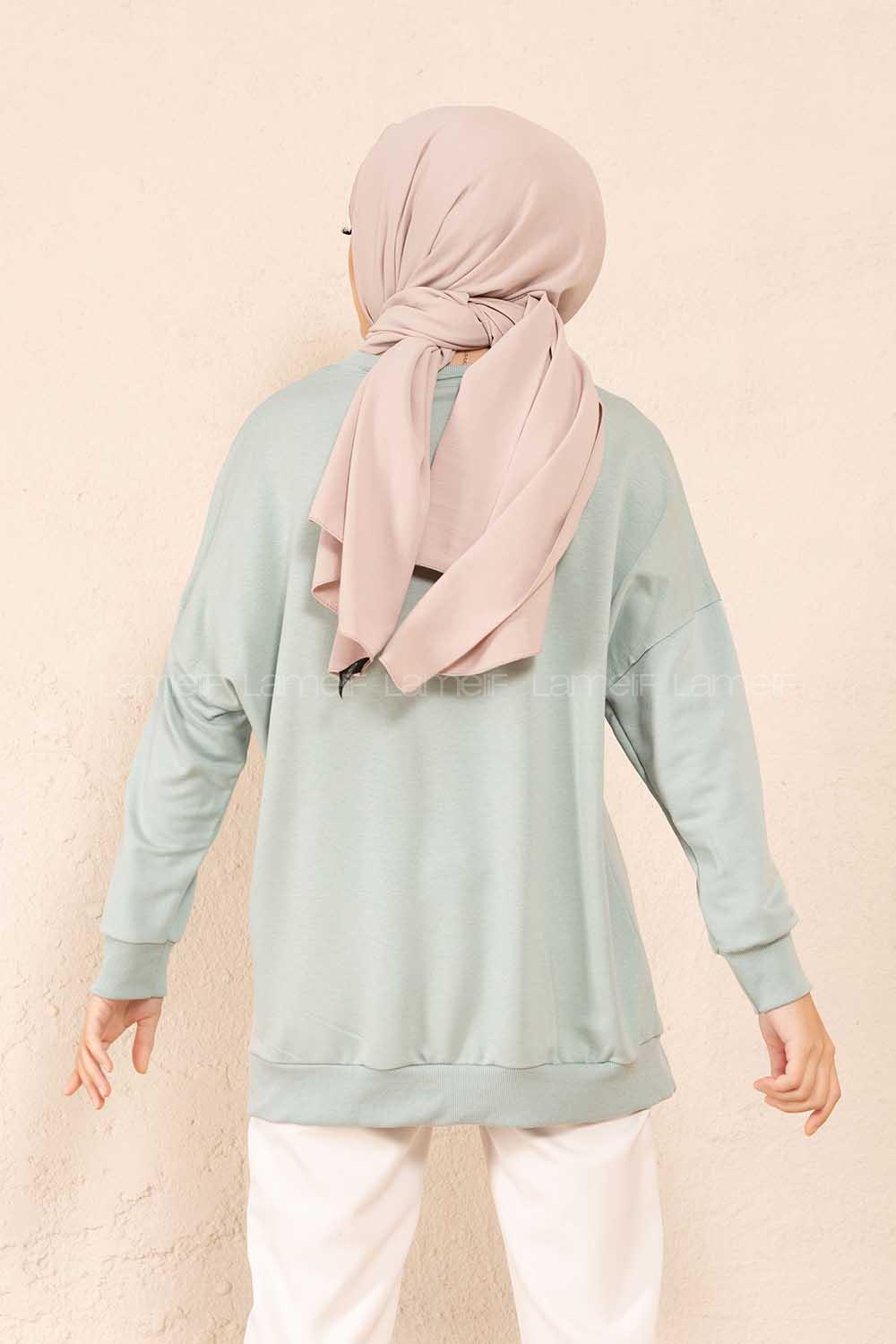 Modalamelif  She Need Yaz Baskılı Sweatshirt Mint Yeşili