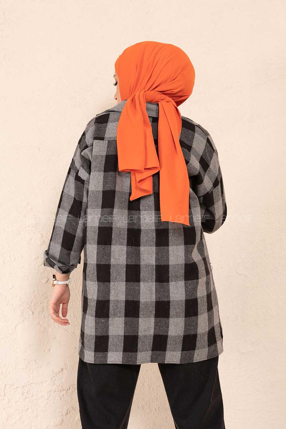 Modalamelif Tek Cepli Ekose Gömlek Gri Siyah