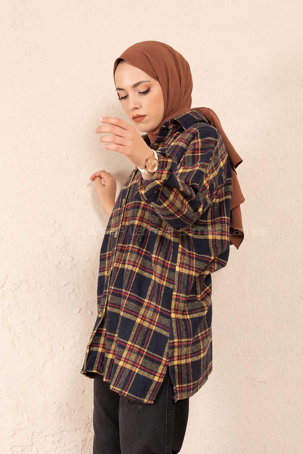 Modalamelif Tek Cepli Ekose Gömlek Hardal Kırmızı