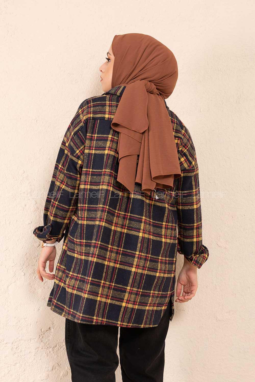 Modalamelif Tek Cepli Ekose Gömlek Hardal Kırmızı