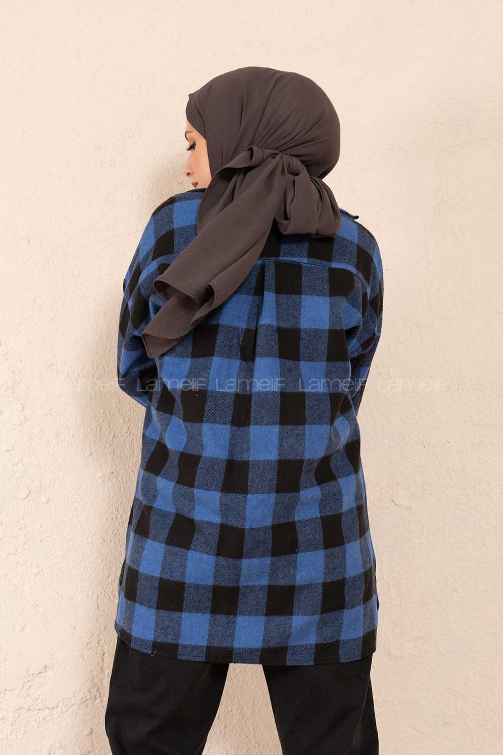 Modalamelif Tek Cepli Ekose Gömlek Saks Mavisi