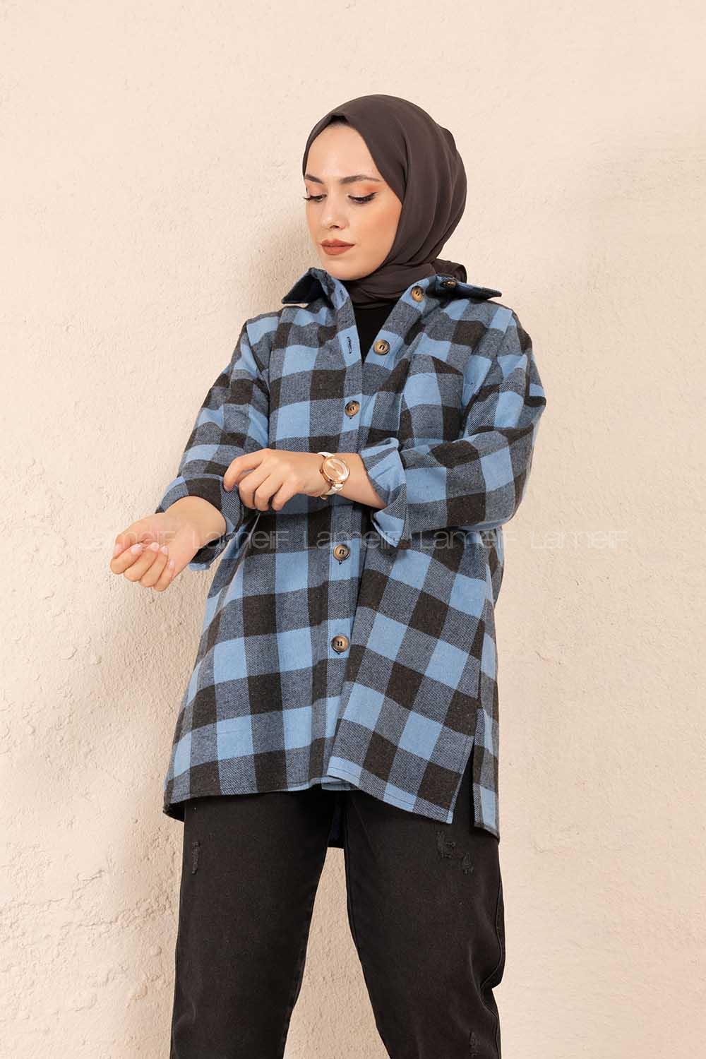 Modalamelif Tek Cepli Ekose Gömlek Siyah Mavi