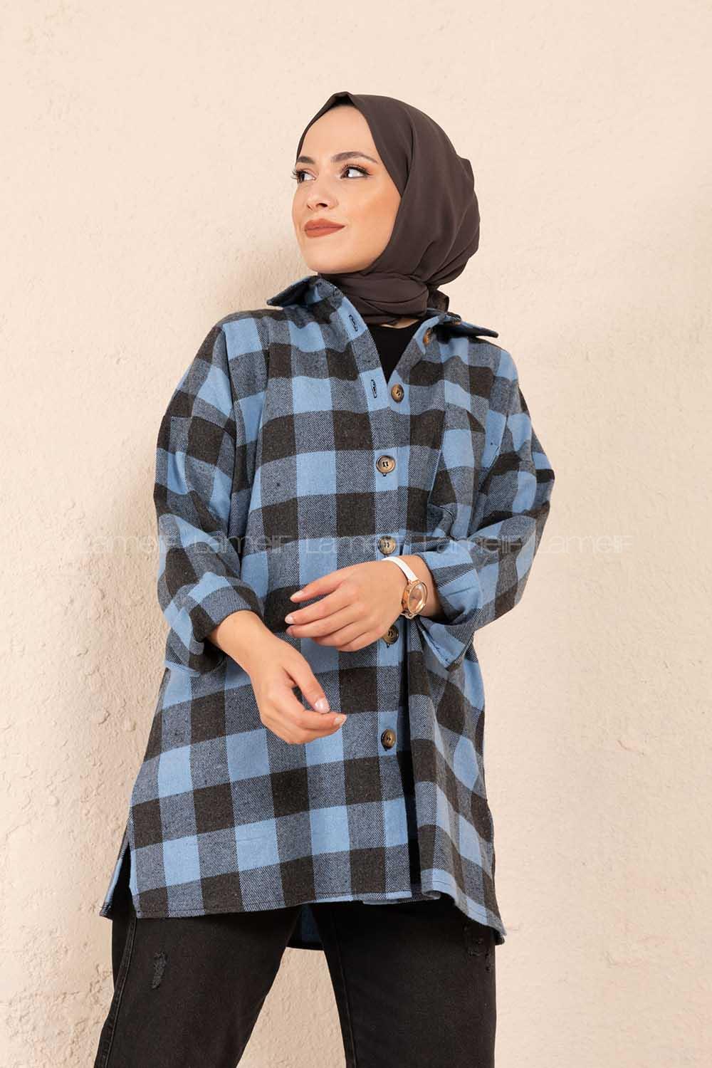 Modalamelif Tek Cepli Ekose Gömlek Siyah Mavi