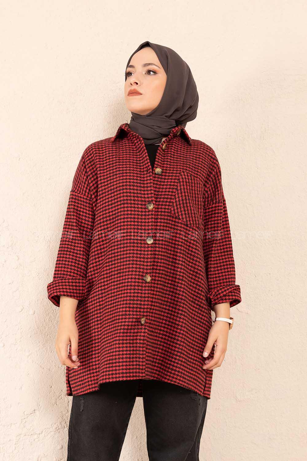 Modalamelif Tek Cepli Kazayağı Gömlek Bordo