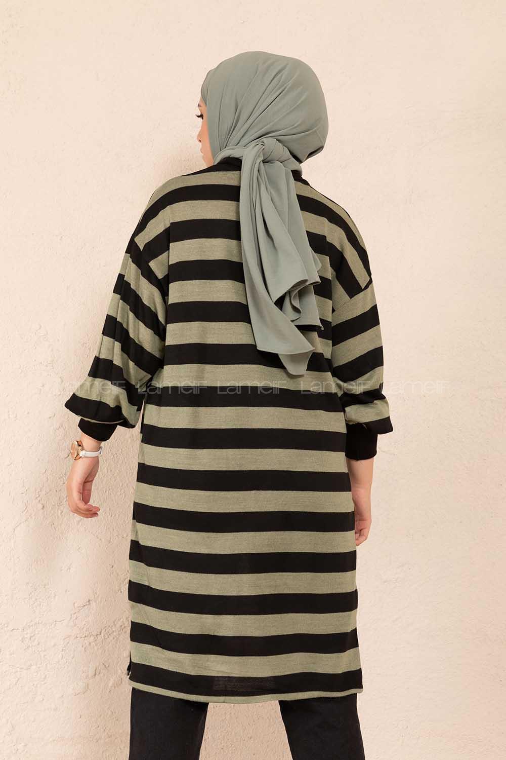 Modalamelif Yarım Boğazlı Balon Kol Tunik Haki