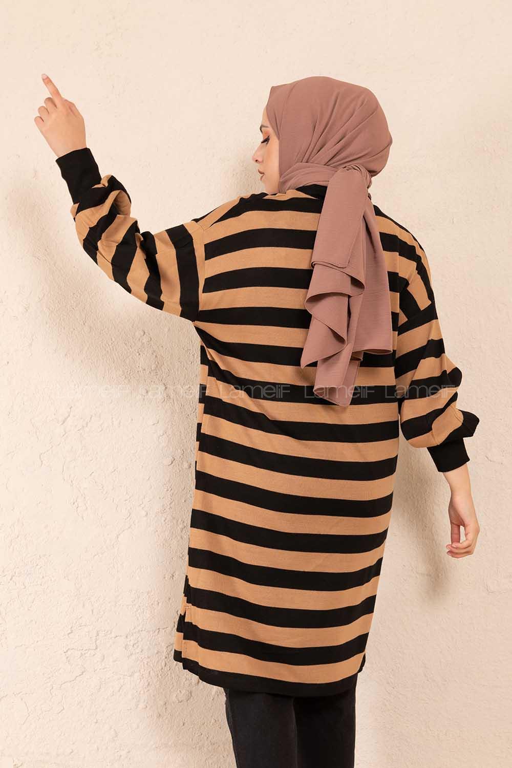 Modalamelif Yarım Boğazlı Balon Kol Tunik Sütlü Kahve