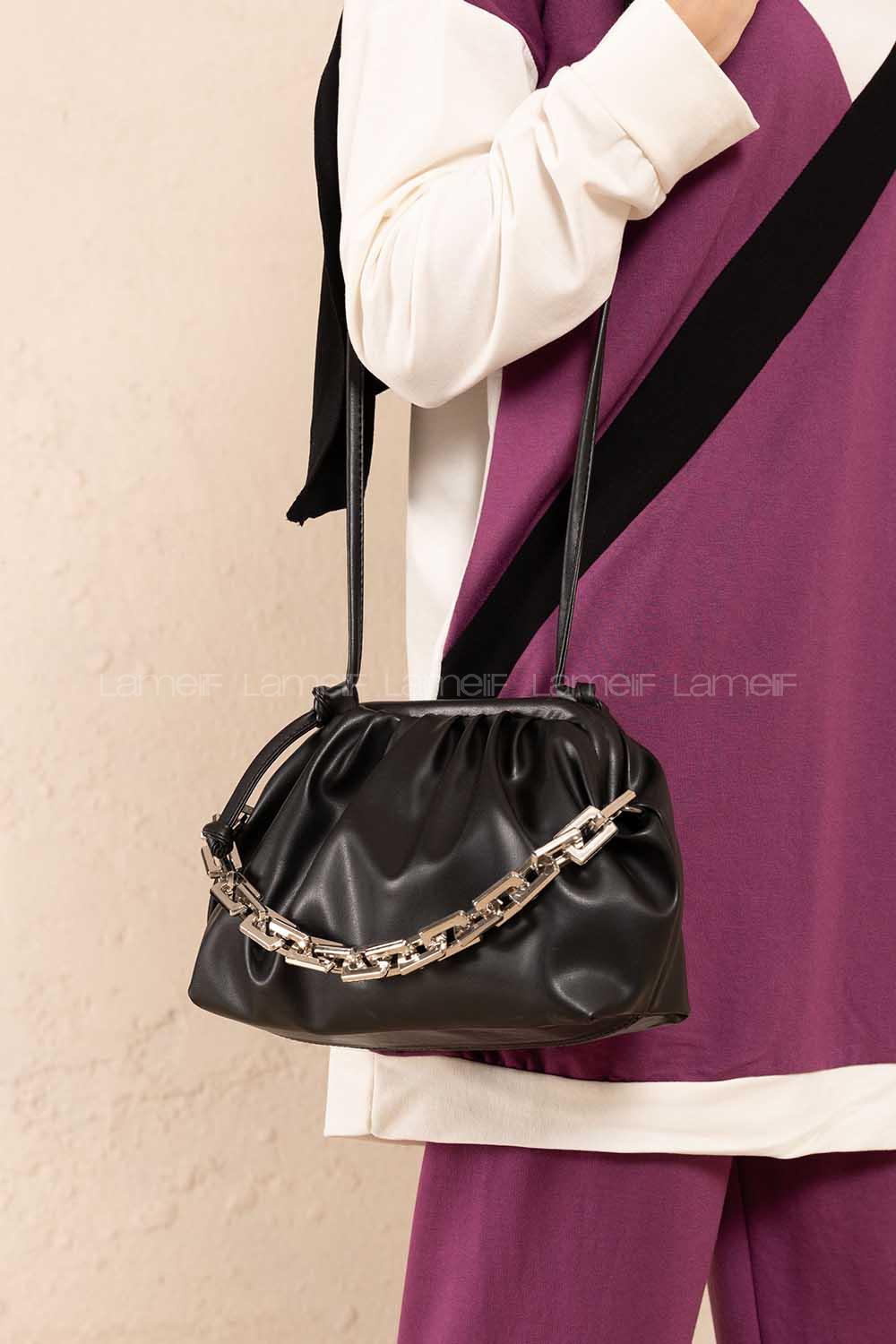 Modalamelif Büzgülü Bottega Model  Çanta Siyah