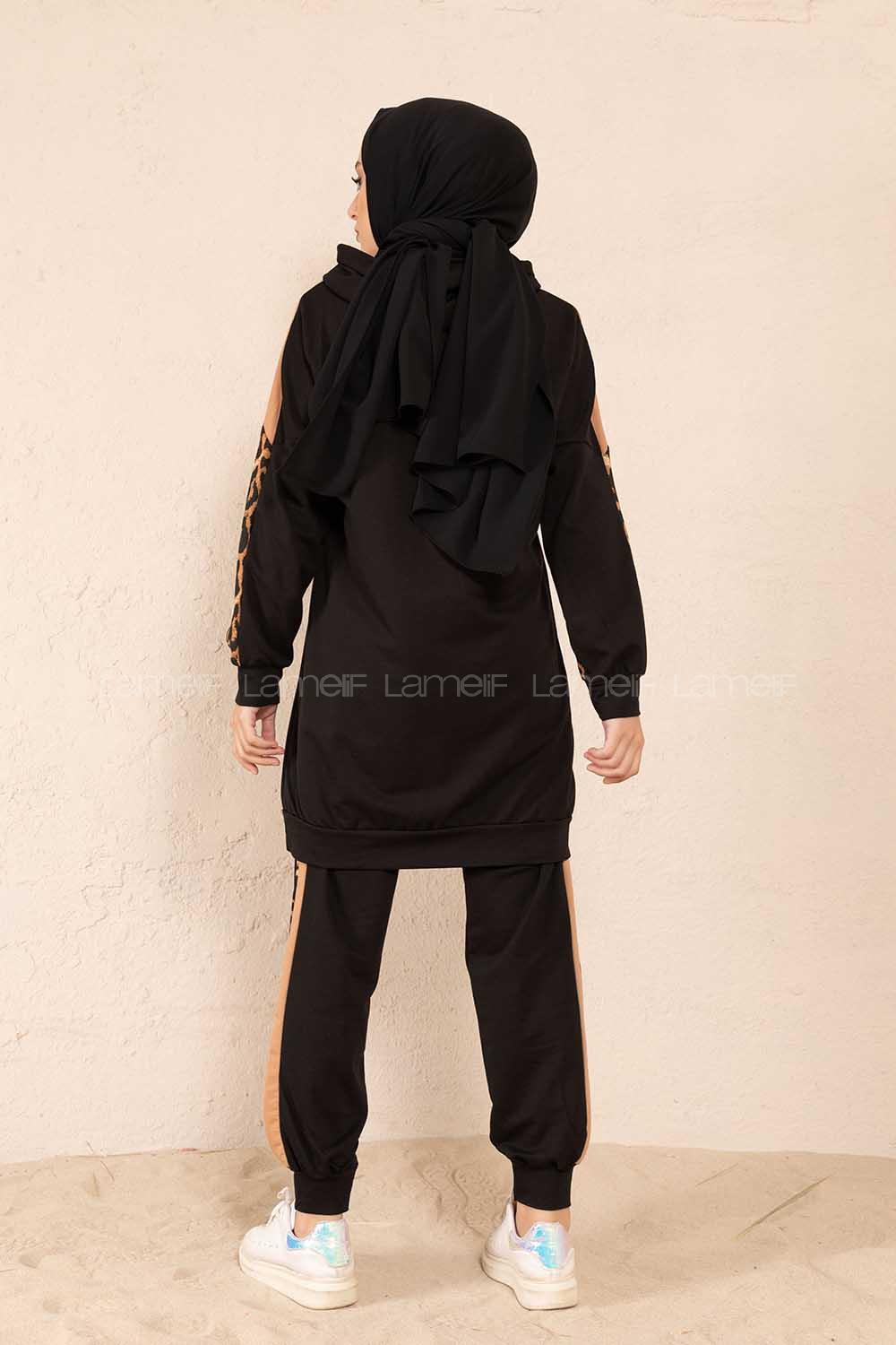 Modalamelif leopar İkili Takım Siyah