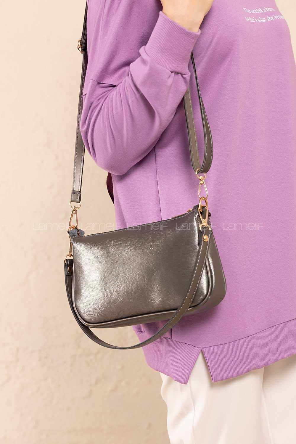 Modalamelif Miniadure Dokulu Çapraz Çanta Gümüş