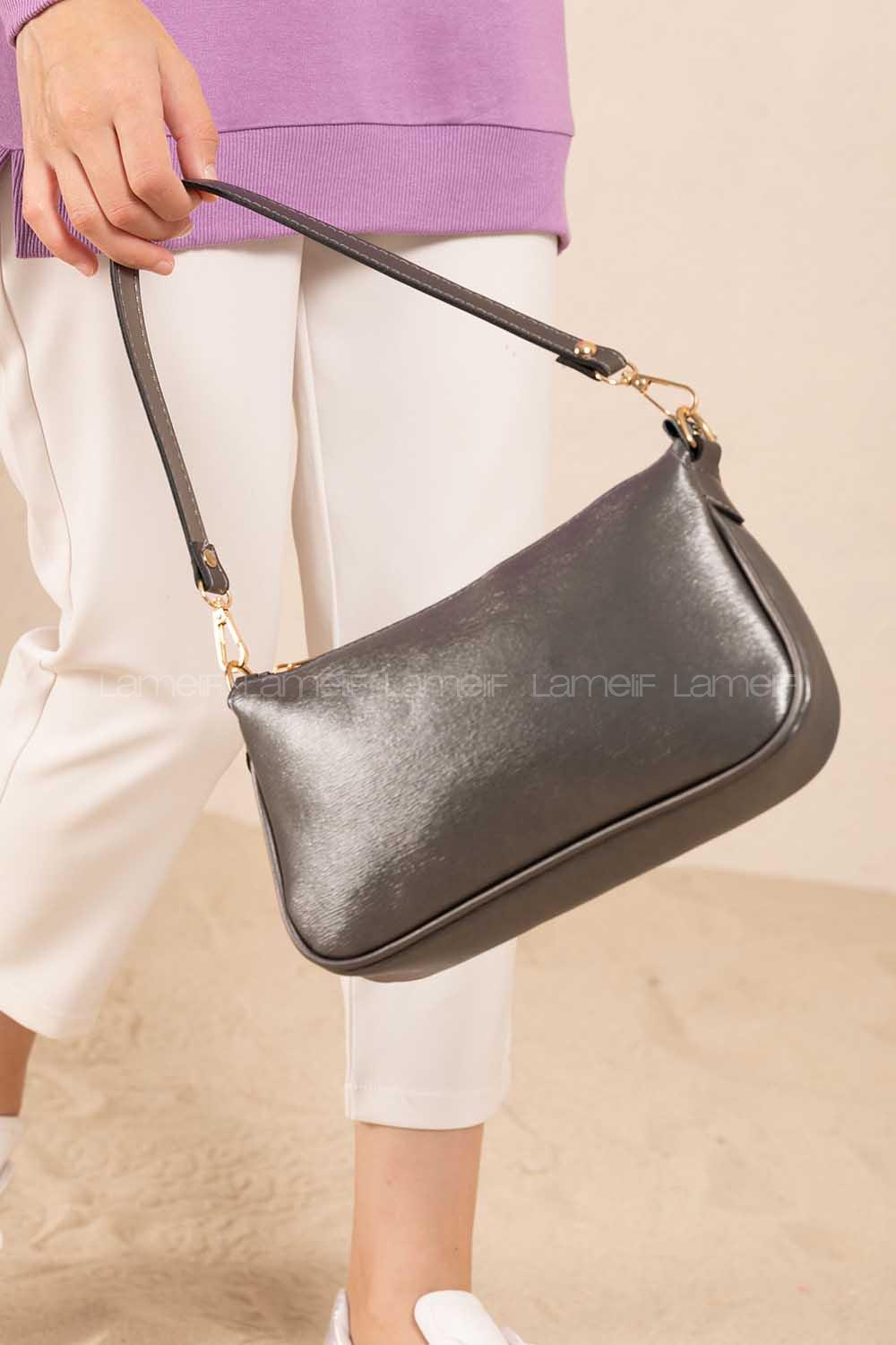 Modalamelif Miniadure Dokulu Çapraz Çanta Gümüş