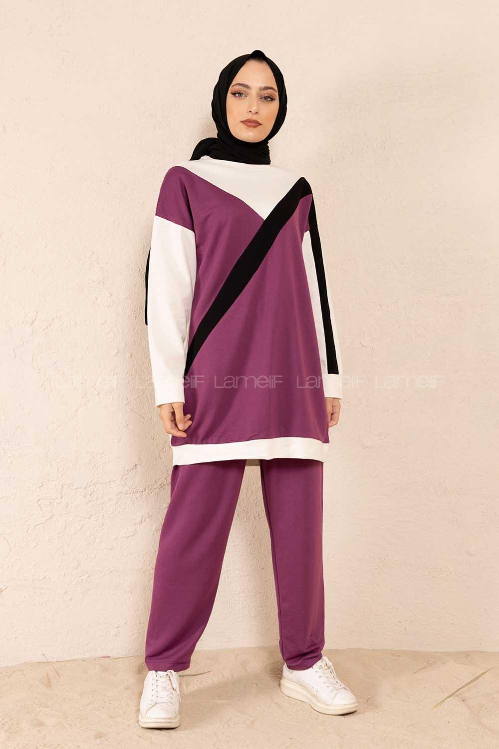 Modalamelif Parça Renkli Garnili Takım Mor