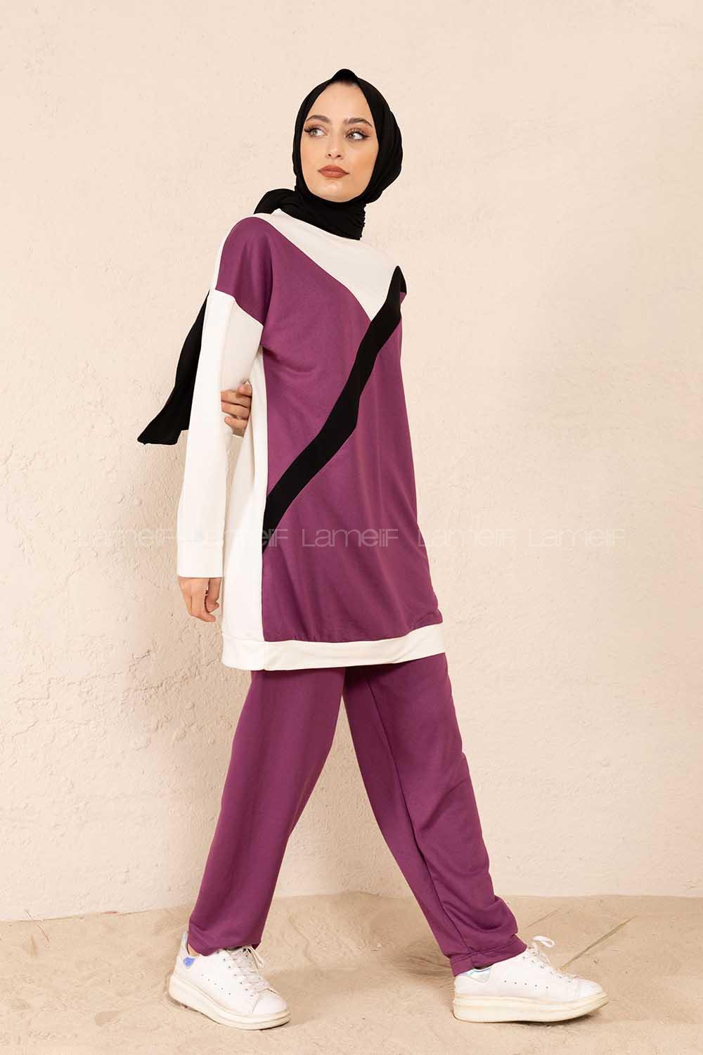 Modalamelif Parça Renkli Garnili Takım Mor