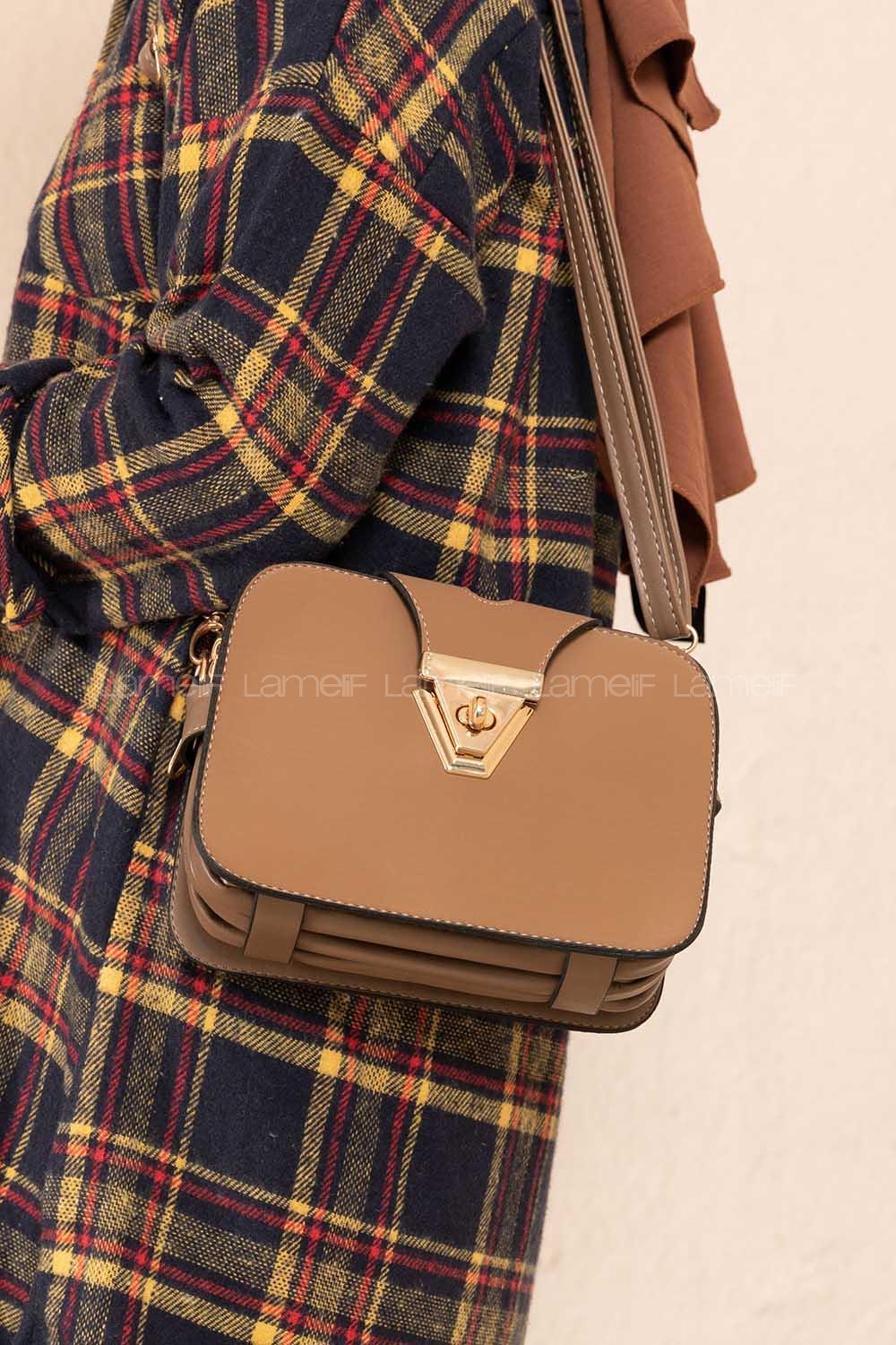 Modalamelif Şahvez Deri Eva Model Çapraz Çanta Soft Kahve