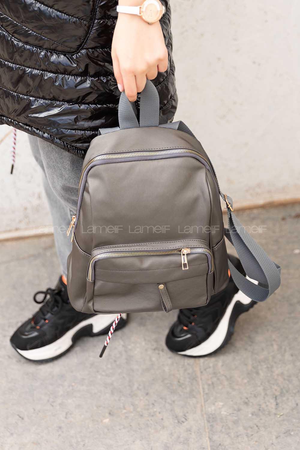 Lamelif  Saten Sırt Çantası Gümüş