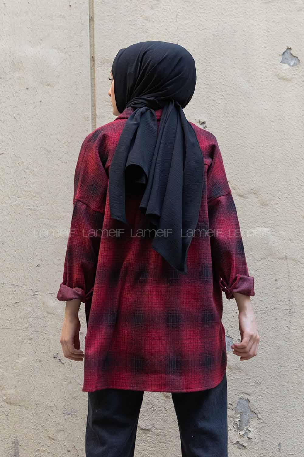 Modalamelif Çift Cepli Ekose Gömlek Bordo