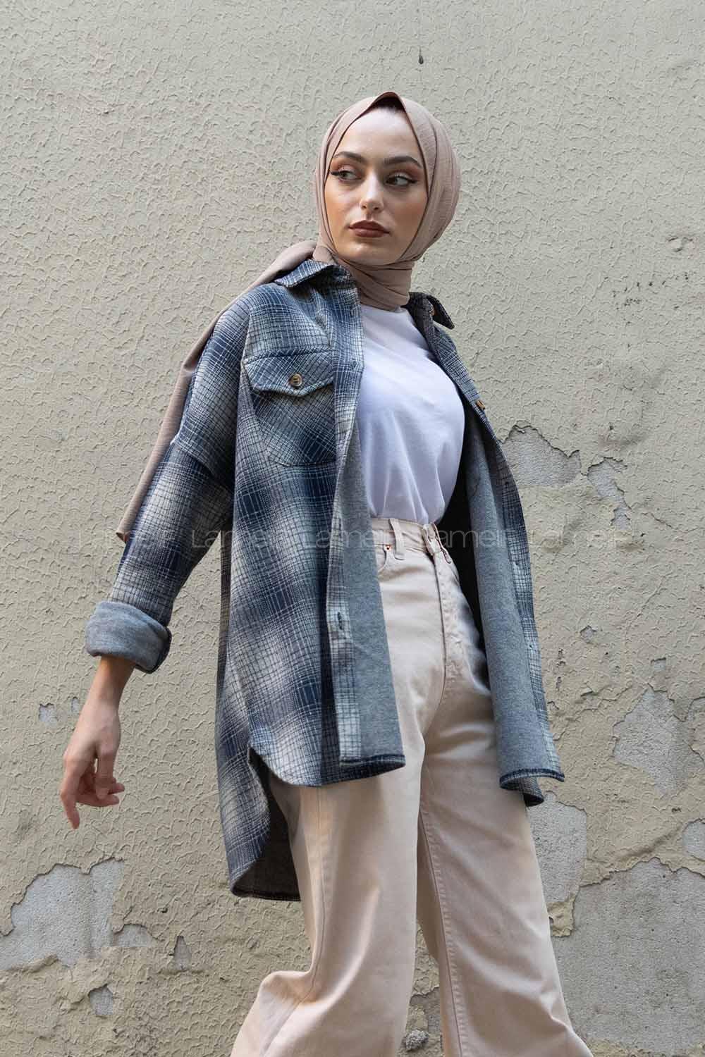 Modalamelif Çift Cepli Ekose Gömlek Lacivert