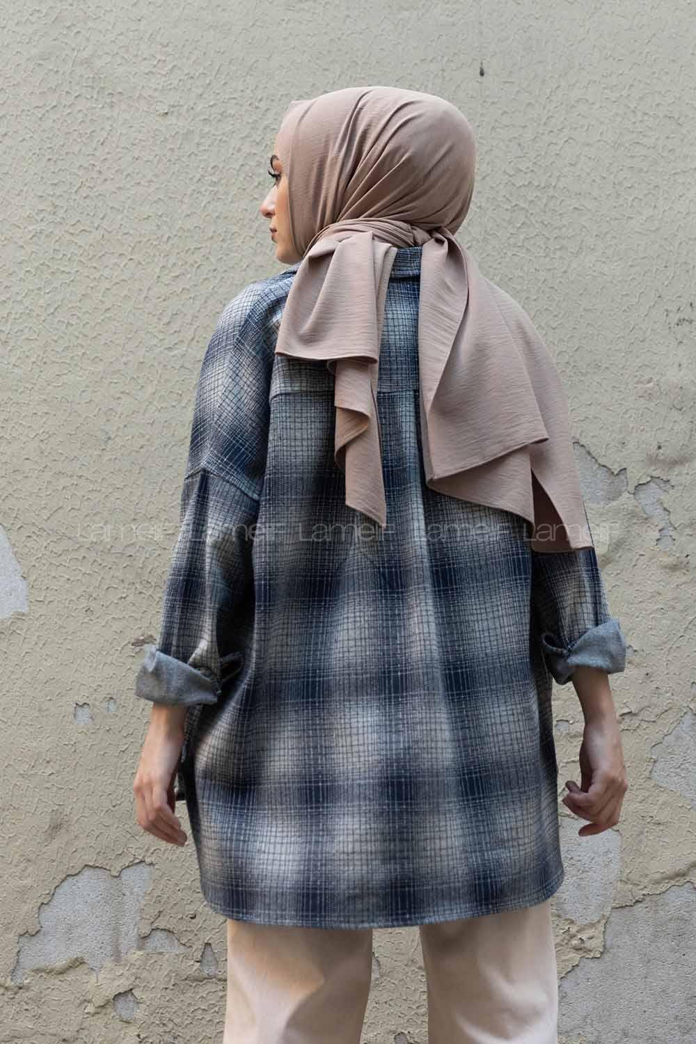 Modalamelif Çift Cepli Ekose Gömlek Lacivert