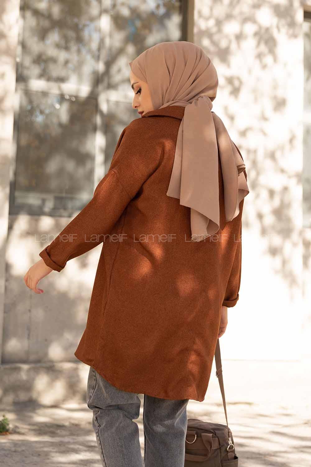 Modalamelif Çift Cepli Gömlek Tarçın