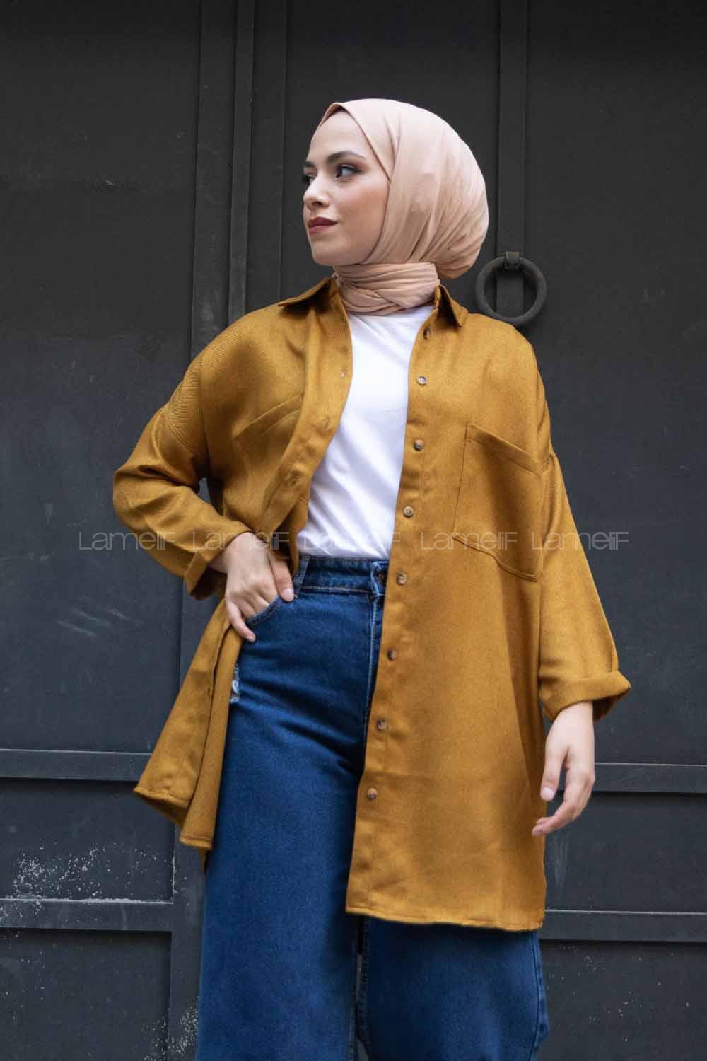 Modalamelif Çift Cepli Gömlek Yağ Yeşili