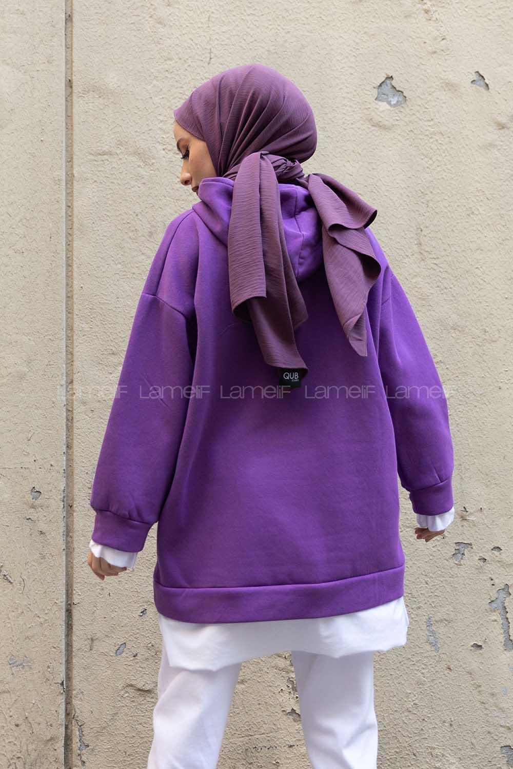 Modalamelif Etek Ucu Garnili Salaş Tunik Mor