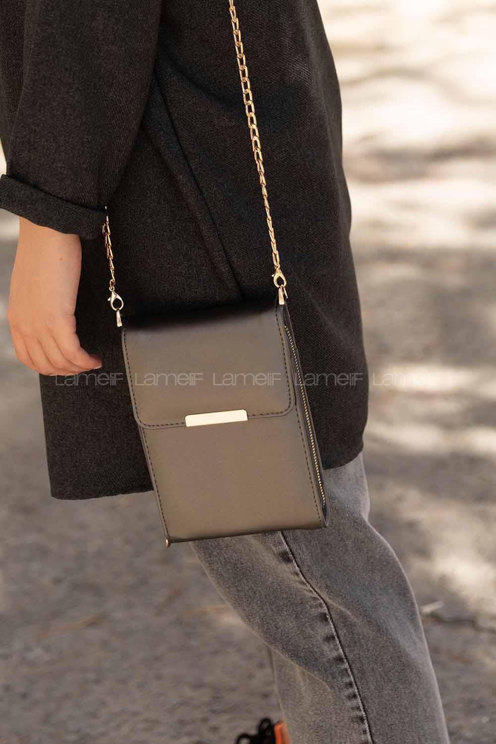 Modalamelif İthal Tasarım Kapaklı Luna Cüzdan Çanta Antrasit