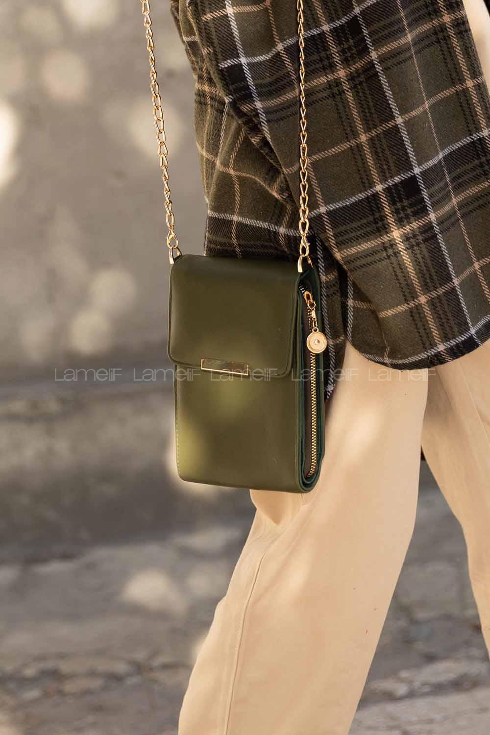 Modalamelif İthal Tasarım Kapaklı Luna Cüzdan Çanta Yeşil