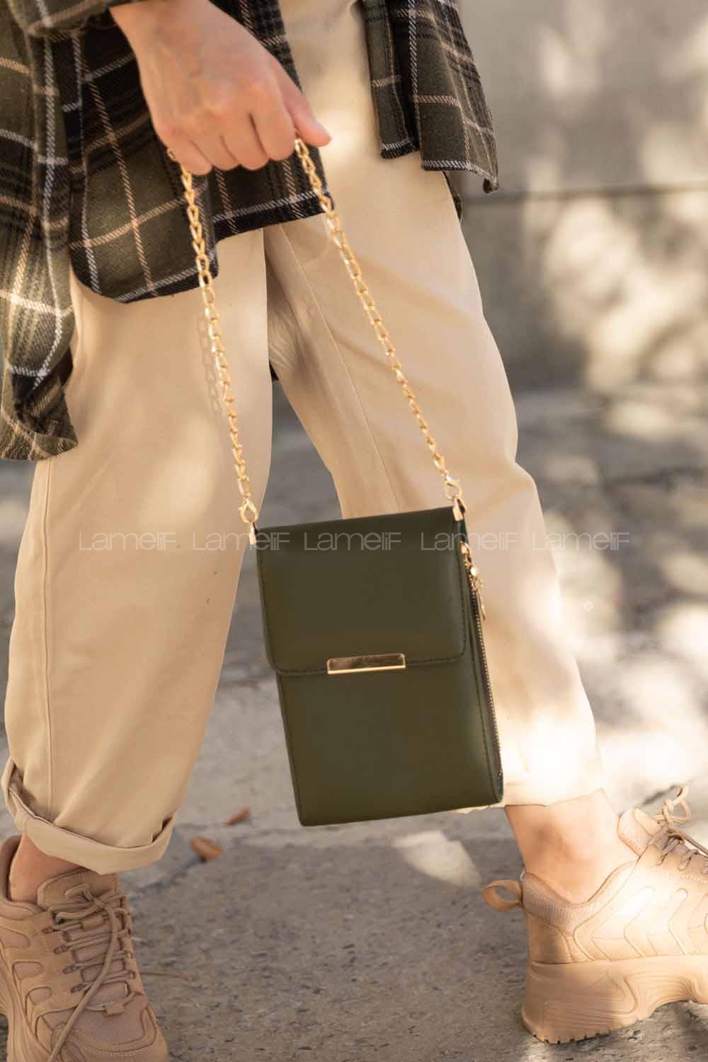 Modalamelif İthal Tasarım Kapaklı Luna Cüzdan Çanta Yeşil