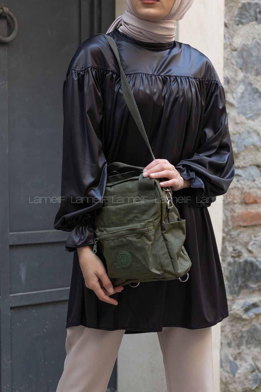 Modalamelif Krinkıl Kumaş Çanta Haki