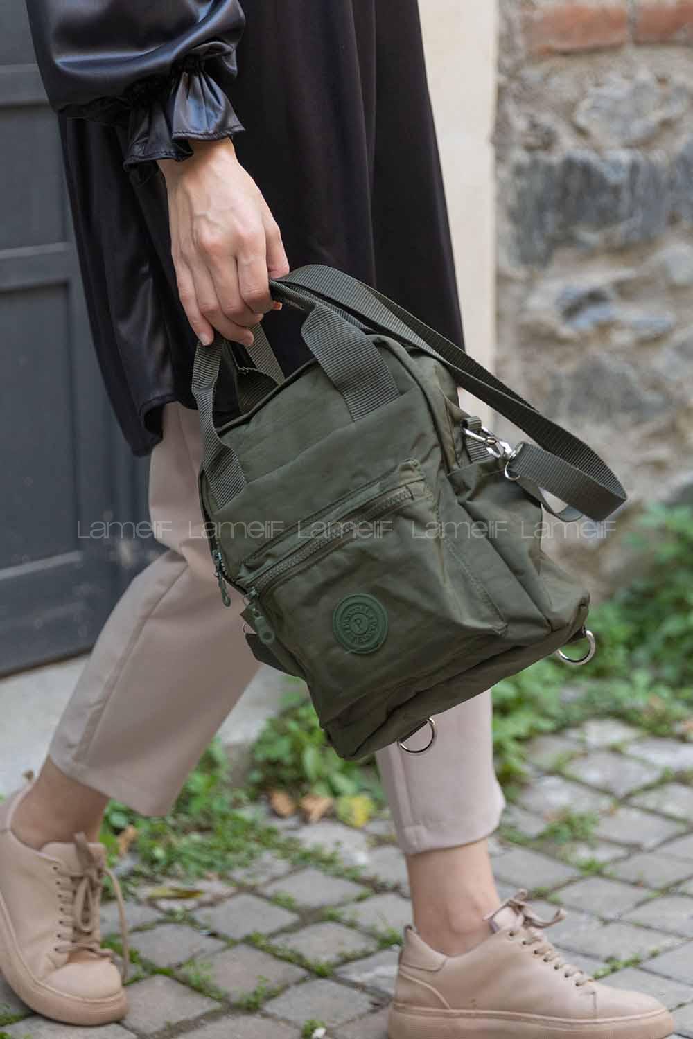 Modalamelif Krinkıl Kumaş Çanta Haki