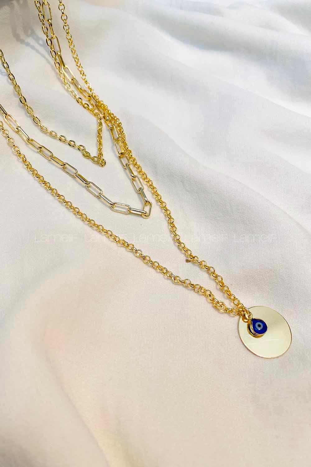 Modalamelif 3lü Detaylı Zincir Kolye