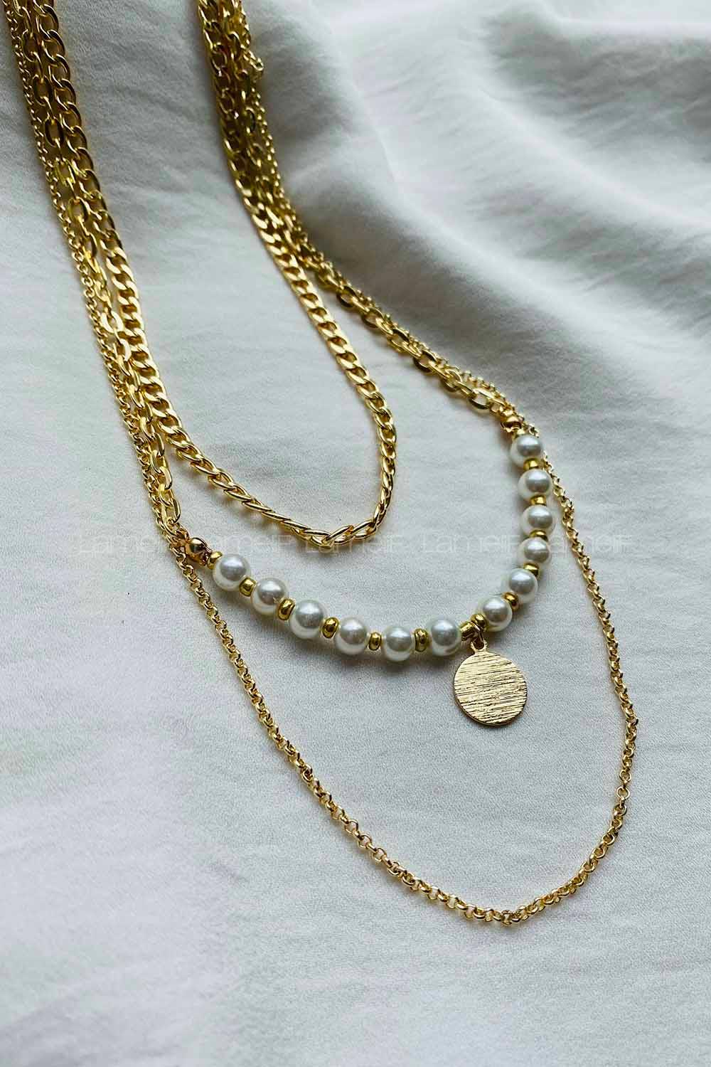 Modalamelif 3lü İnci Detay Kolye