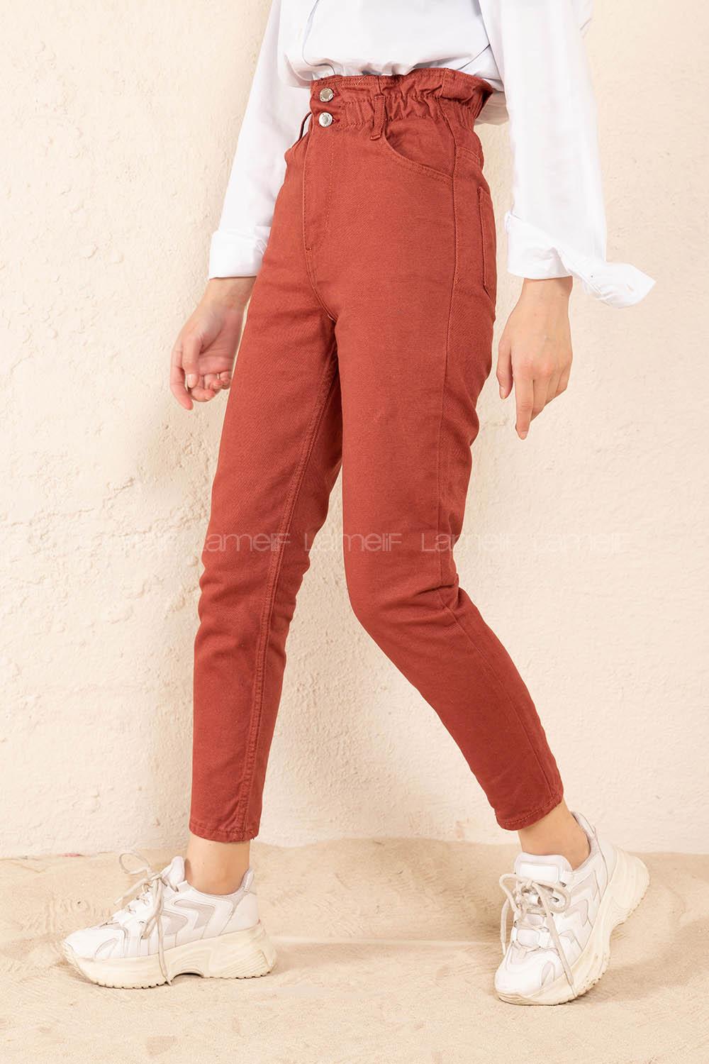 Modalamelif Beli  Lastikli Çift Cepli Jean Gül