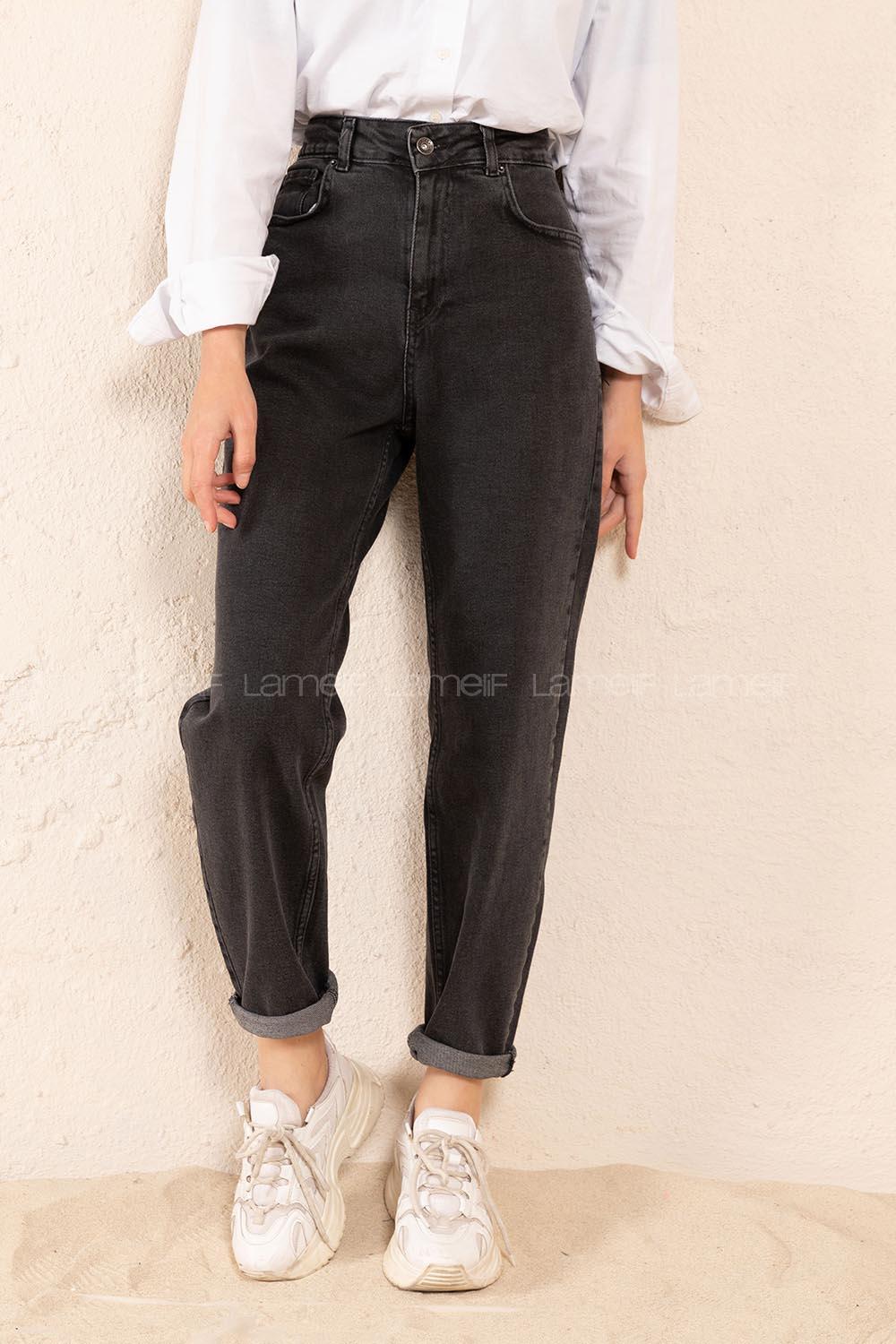 Modalamelif Yüksek Bel Çift Cepli Kot Pantolon Gri