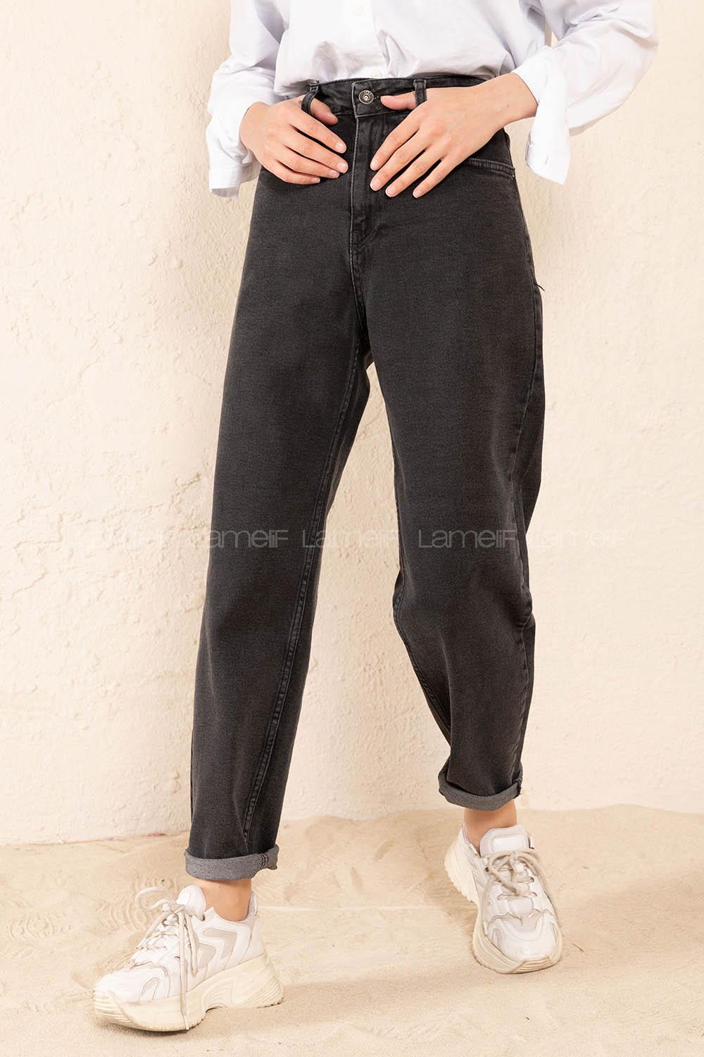 Modalamelif Yüksek Bel Çift Cepli Kot Pantolon Gri