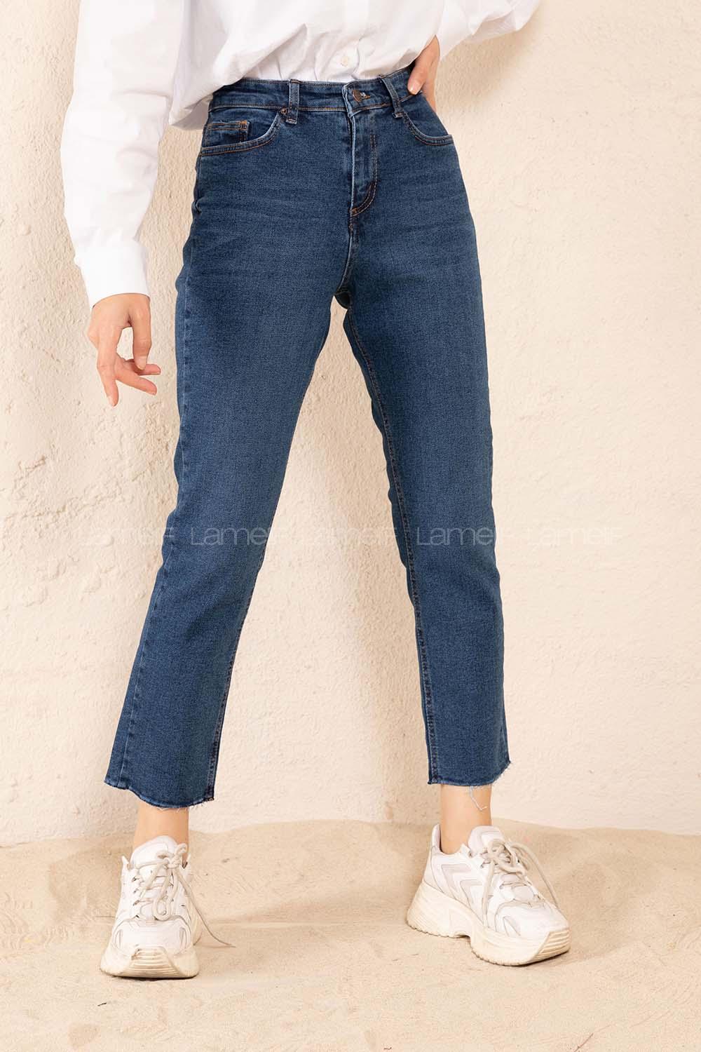 Modalamelif Yüksek Bel Mom Fit Jean Koyu Mavi