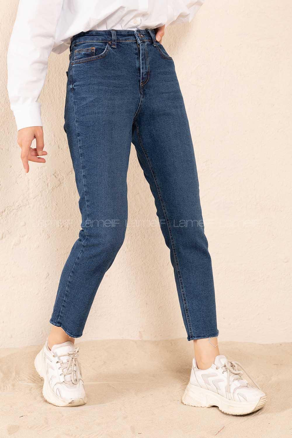 Modalamelif Yüksek Bel Mom Fit Jean Koyu Mavi