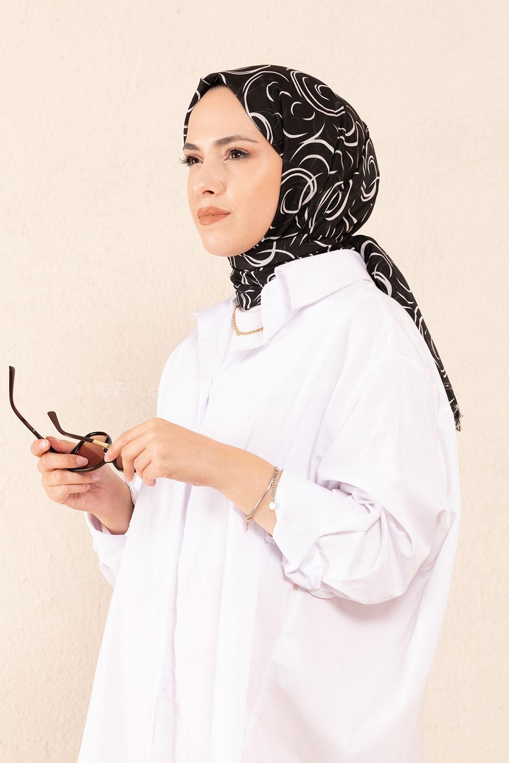 Modalamelif Siyah Beyaz Koleksiyon Yarım Ay Desen