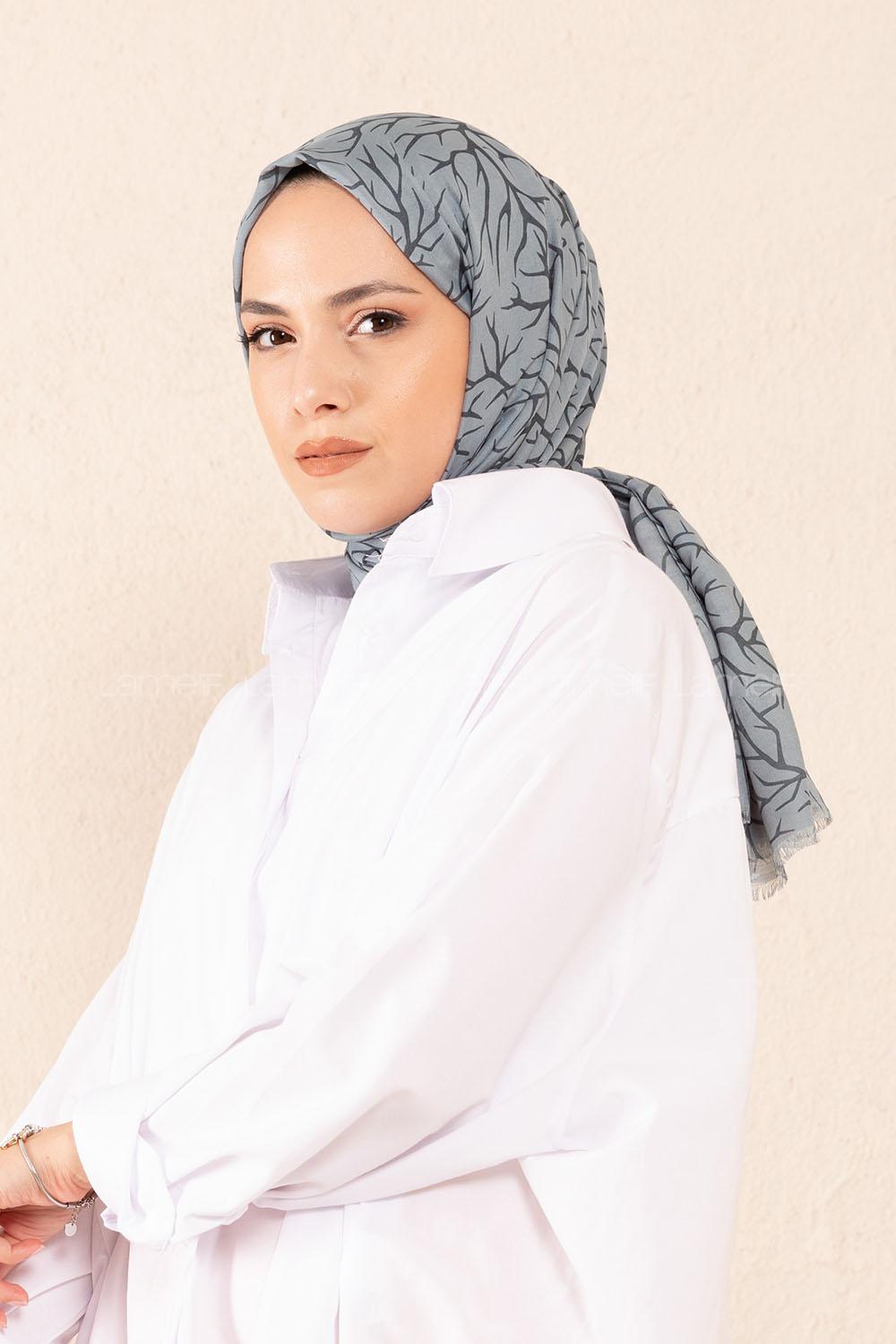 Modalamelif Turkuaz Rengi Ağaç Dalı Şal