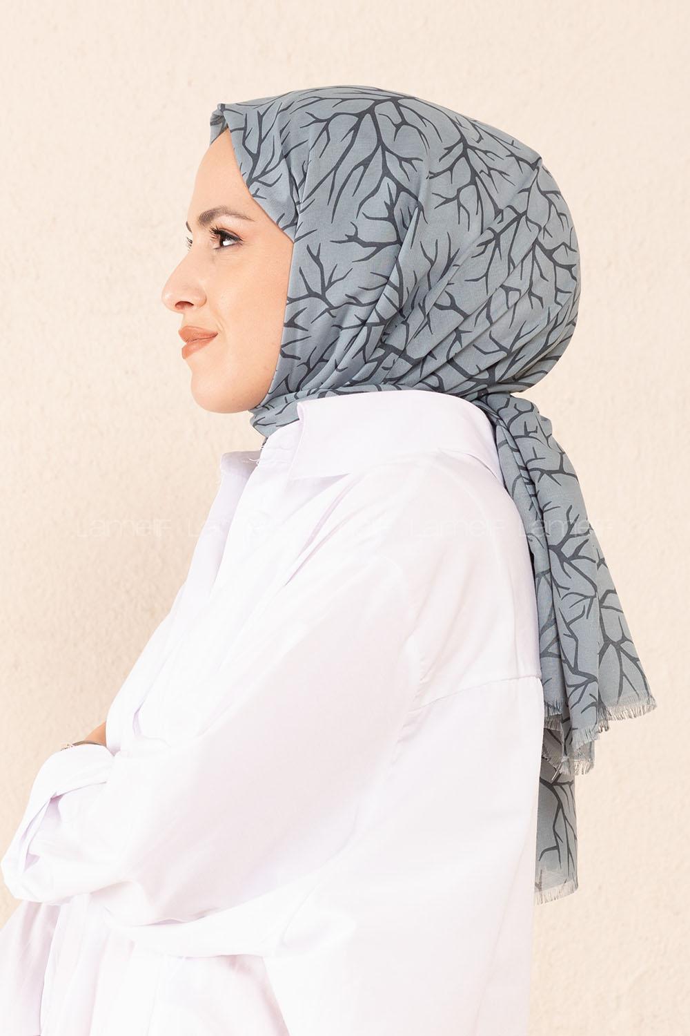 Modalamelif Turkuaz Rengi Ağaç Dalı Şal