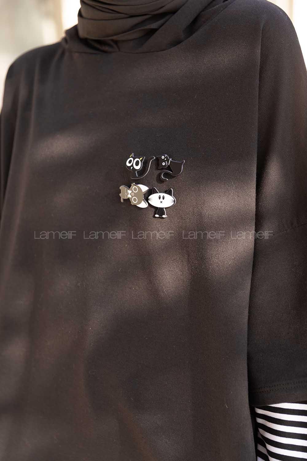 Black Red Iron Brooch