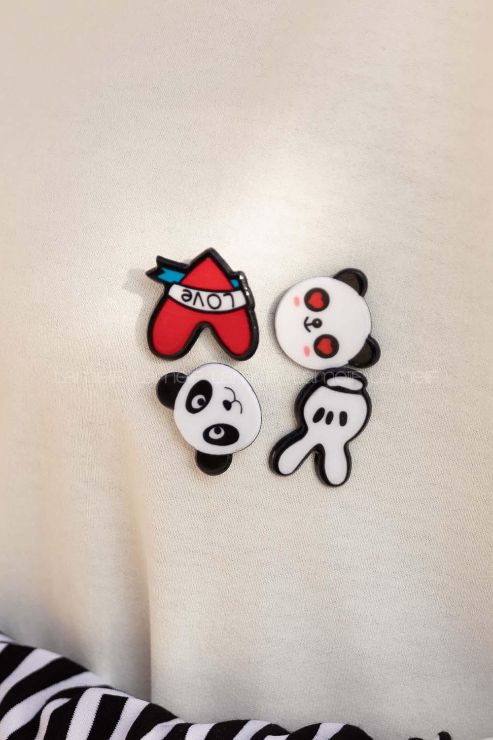 Black White Iron Brooch