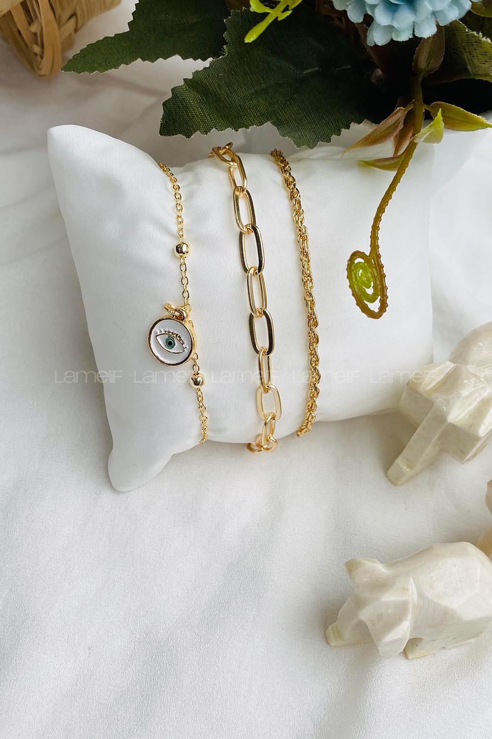 Modalamelif Gold Göz 3lü Bileklik